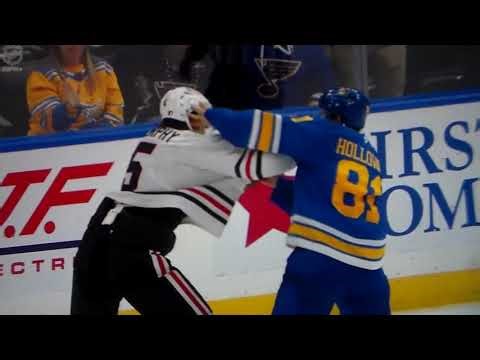 NHL hockey fight - Dylan Holloway(Blues) vs. Connor Murphy(Blackhawks)