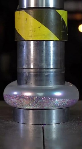 Glitter Balloon Explodes Under Hydraulic Press ✨💥