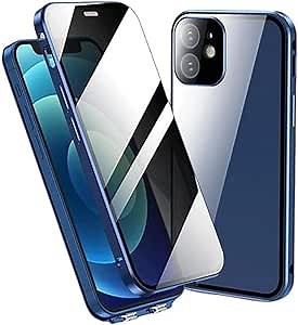 Criteriont Phone Privacy Case, Criterion Phone Case with Privacy Screen Protector, Front & Back Tempered Glass 360 Full Screen Covered (Blue, for iPhone Xs)