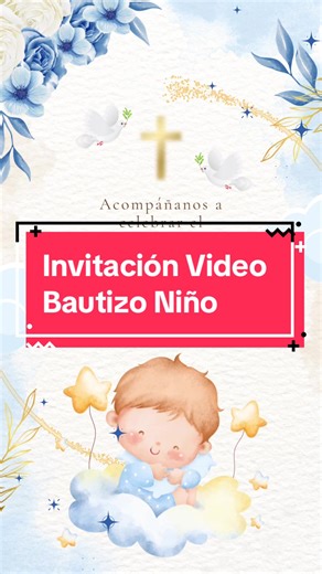 👼💙✨ Dise Creat – Invitación Video Bautizo ✨💙👼 Bautizo de Niño Un día lleno de amor, fe y bendiciones está por llegar 🤍 En Dise Creat creamos invitaciones en video especiales para celebrar el Bautizo de tu niño, transmitiendo ternura, paz y alegría desde el primer momento ✨👼 Cada escena está diseñada con colores suaves, detalles delicados y animaciones sutiles que hacen de esta invitación un recuerdo hermoso y significativo 💙🤍 ✨ ¿Qué incluye nuestra invitación en video? ✔️ Diseño animado 