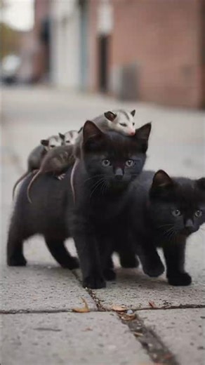 Cat Covered in Baby Opossums 😳🐾 #animals #cute #animalfacts