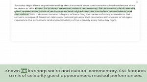 its debut in 1975. Known for its sharp satire and cultural commentary, SNL features a mix of celebri