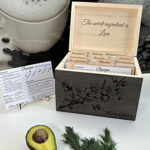 Custom Recipe Card Box 4x6 and 5x7 - Wood Recipe Organizer for Cooks, Personalized and Handmade - Etsy