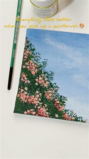 Flowering Tree Canvas Painting Tutorial | Easy Acrylic Art for Beginners 🖌️🌸 #art #beginnerarttips
