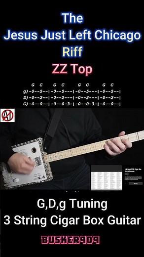 "Jesus Just Left Chicago" Riff 1 , ZZ top, Easy (No Chat) Cigar Box Guitar Lesson #shorts
