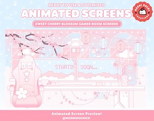 Animated Cherry Blossom Screens / Pastel Gamer Room / Light Theme / Vtuber Dreamy Scenes / Cute Aesthetic / Stream Setup / Overlay / Pastel - Etsy