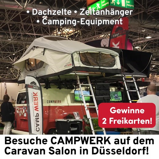 Du interessierst dich für einen Zeltanhänger oder ein Dachzelt von CAMPWERK? Dann laden wir dich auf einen Besuch auf dem Caravan Salon ein! 📍 Vom 29.08. bis 07.09. findest du uns in Halle 3, Stand D70-01 & D70-02 Und jetzt kommt das Beste: 🎉 Wir verlosen 5x2 Freikarten für den Caravan Salon Düsseldorf! 🎉 So einfach machst du mit: ✅ Like diesen Beitrag ✅ Kommentiere mit "Tickets" ✅ Folge uns @campwerk (falls du das nicht eh schon tust 😉) 💬 Komm vorbei, quatsch mit uns über Dachzelte, Faltca