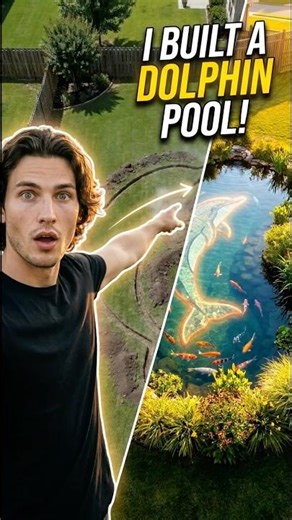 I Built a DOLPHIN POOL in My Backyard! #landscaping #backyarddesigns #koipond #satisfyingvideo