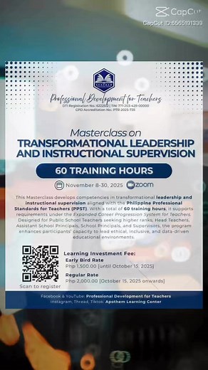 35 reactions · 58 shares | Join the 60-hour Masterclass on Transformational Leadership and Instructional Supervision | Professional Development for Teachers | Facebook