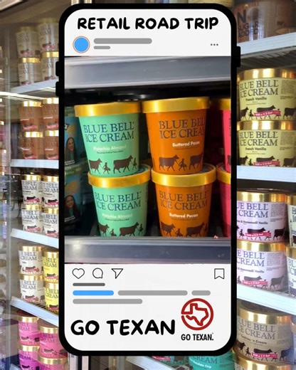 Nothing beats a Texas treat like a tub of Blue Bell Ice Cream in your grocery basket! Commissioner Sid Miller says whether you're stocking up for the week or just popping in for that one thing you forgot, make it a Texas delight with Blue Bell. Known for its rich, homemade taste, Blue Bell offers a wide variety of classic and seasonal flavors. So, Texans—head on over to your local H-E-B, Walmart, Kroger, Central Market, or many other stores, and grab some Blue Bell. #GOTEXAN #ShopLocal #RetailRo