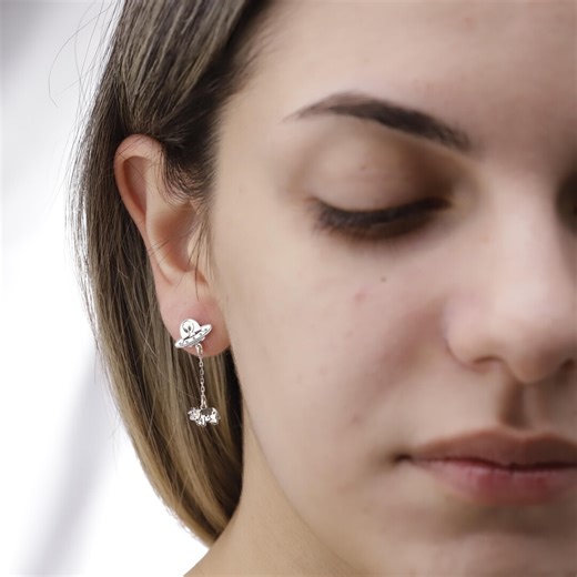 Cow Abduction UFO Dangle Earrings, Sterling Silver Sci-fi Jewelry - Etsy