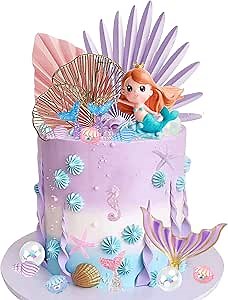 Mermaid Cake Toppers Under the Sea Mermaid Tail Cake Decorations for Birthday Baby Shower Party Supplies (Style 1)