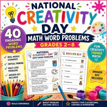 National Creativity Day Math Word Problems | Grades 2–8 Activities & Printables