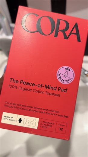 I actually really love the feeling of these pads. They are SUPER absorbent. They’re supposed to last eight hours, but I changed mine at the fourth hour cause I was bleeding a little heavy today. I like the fact that I didn’t feel wet, even though my pad needed to be changed. Definitely worth the money. @our.cora