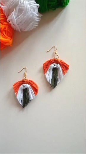 Diy Macrame earrings tutorial 🇮🇳 Easy steps for beginners 🇮🇳Handmade #macrameearrings #republicday