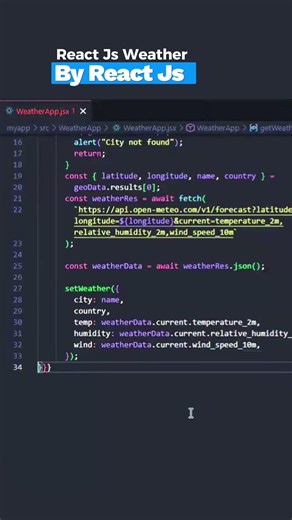 React JS Weather App | Complete Full Stack Development Course #shorts
