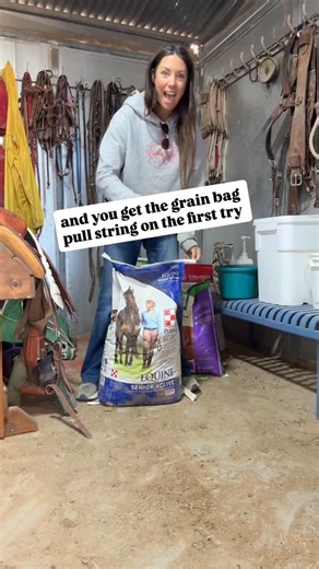 Mary Heffernan : Rancher, Beef & Tallow on Instagram: "That feed bag pull string first try feeling ☺️ I’m in charge of Redman while Francie is at a rodeo with her sisters… he’s getting older and travel is harder so she left him behind even though she would love to have him there. Don’t worry I’m taking good care of him @francie.heffernan ♥️"