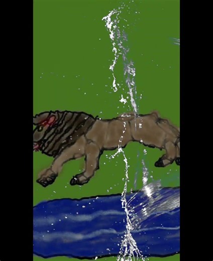 Bill cartoon characters Africa lion WaterHole digital art drawing by @JustinHensley-c9o