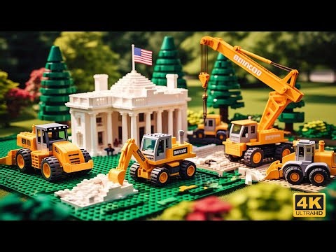 LEGO Construction Vehicles Build the White House 🏛️ | Fun & Educational Video for Kids 🚧 #lego