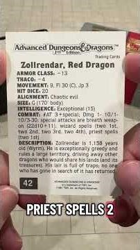 Zollrendar the Ancient Red Dragon advanced Dungeons & Dragons trading card 42/750 1991