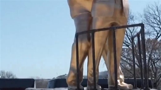 美国华盛顿特区国家广场上出现了一座雕像，描绘了美国总统唐纳德·特朗普与已定罪的性犯罪者杰弗里·爱泼斯坦，其姿势灵感来源于电影《泰坦尼克号》