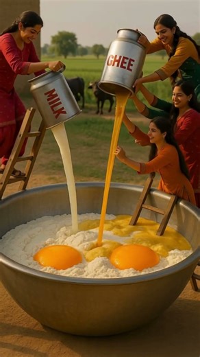 Punjabi Village Ladies Make Giant Gulab Jamun 😱🔥 Desi Sweets Shorts #shorts #trending2026 #2026