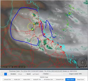 An Upper LOW near Townsville is set to move north and bring about increasing showers on the North Tropical Coastline as it combines with a moist easterly flow at the surface over the next 48 - 72 hours or so and is also set to help in the development of big storms across Cape York Peninsula. | Weather IQ