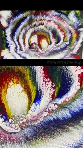 Flower Bloom Acrylic Pour | Red, Blue, White & Yellow