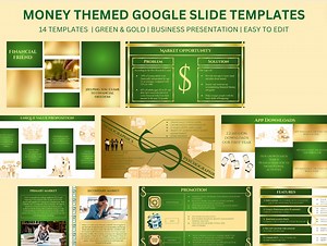 Google Slide Templates | Money Themed | Green & Gold | 14 Unique Templates | Fancy | Business Presentation - Etsy Australia