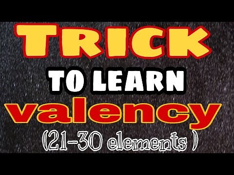 Valency Trick:Trick to find valency of 21 to 30 elements,Trick to learn valency of 21 to 30 elements