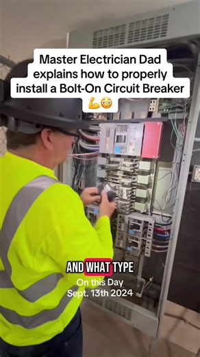 My Dad who is a Master Electrician shows how to properly Install a 3-Phase 250 Volt Bolt-On Circuit Breaker in a Commercial Panel, Thoughts? #electrician #bluecollar #electricalcontractor #hendythesparky #trending