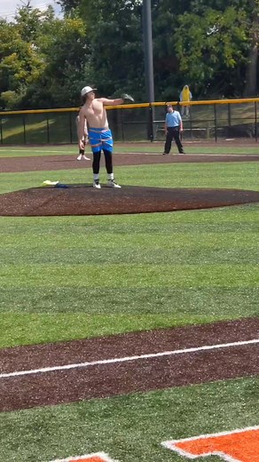 Shirtless Baseball Pitcher in Banana Ball Showcase