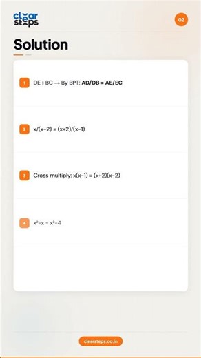 BPT Question — In △ABC, DE ∥ BC, Find x | CBSE Class 10 Maths Daily Practice