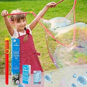 Giant Bubble Wand - Bubble Wands, Bubbles for Kids, Big Bubble Wand Huge Rope, 1 Pack Giant Bubble Wands + Bubble Solution Powder – Makes 1 Gallon, Outdoor Summer Fun