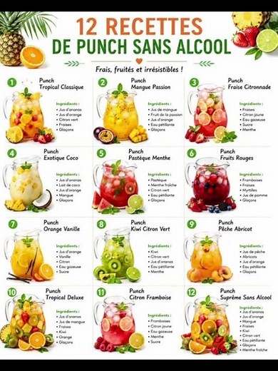 🔥✨🔥12 Recettes de Punch Sans Alcool Ultra Fraîches 🍍🍊 🔥✨🔥 Goutez!!!