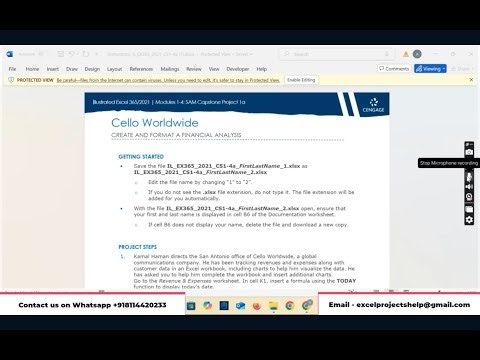 Illustrated Excel 365/2021 | Modules 1-4 SAM Capstone Project 1a | Cello Worldwide