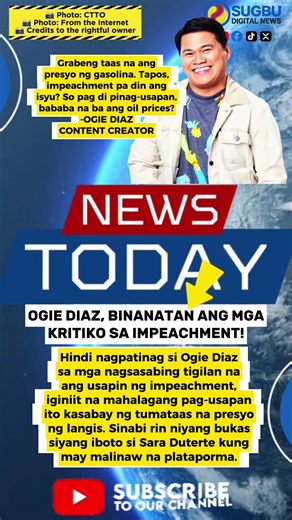 Ogie Diaz, Pumalag sa Impeachment Critics!#OgieDiaz #SaraDuterte #Impeachment #viral