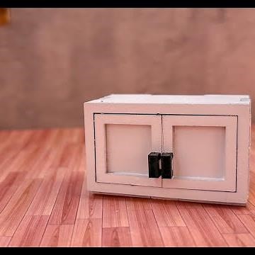 Dollhouse 1/12 scale miniature top small kitchen cabinet with 2 doors assembly tutorial