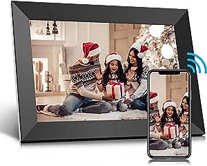 WiFi Digital Picture Frame 10 inch HD IPS Touch Screen Photo Frame with 16GB Storage Auto-Rotate Adjustable Brightness Easy Setup to Share Photos or Videos via Free Frameo APP