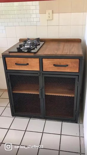 Muebles para cocina rustica de metal y madera🔥 #soyamueblarte #foryou #viralvideo #parati #hazmeviraltiktok #estiloindustrial