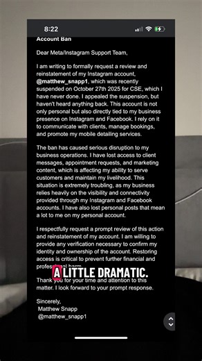 Hope this helps some people out, and don’t listen to those spam bot comments 🙏🙏#instagramban #instagram #meta #instagrambanned #businessowner