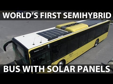World's first semihybrid bus with solar panels