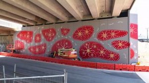 9.9K views · 247 reactions | The Leach Highway and Welshpool Road Interchange project features this stunning artwork Mort Gooringiny, painted by Whadjuk Nyungar artist Justin Martin Djurandi Dreaming. The artist used traditional techniques to reflect the Nyungar people’s connection to country. Plant and animal species represented include the Wandoo (Gum Tree ), Weitj (Emu), Yoorna (Bobtail 年) and Yonga (kangaroo 輦). | Main Roads Western Australia | Facebook
