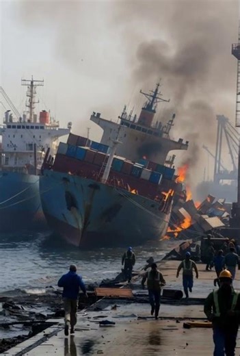 🔥 Container Box Ship Explosion 🔥 #viral #explod #ship