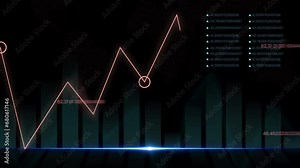 Digital bar chart with growing business concept. stock market graphs 4K resolution animation.