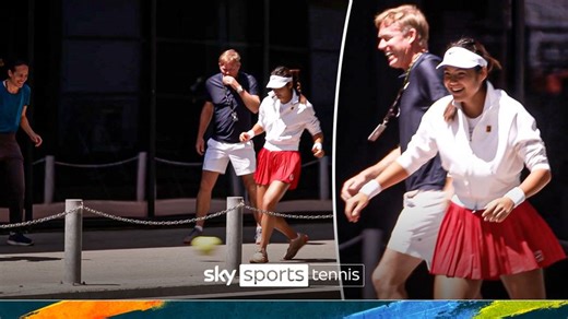 Emma Raducanu shows off football skills in Madrid warm up!