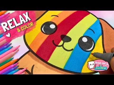 Kawaii Puppy Face Coloring Page 🐶 | Relaxing Coloring ASMR (Free Printable PDF)
