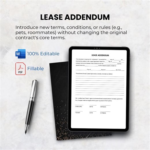 Residential Lease Addendum Add Terms and Conditions - Editable MS Word Document - Fillable Printable PDF - Etsy