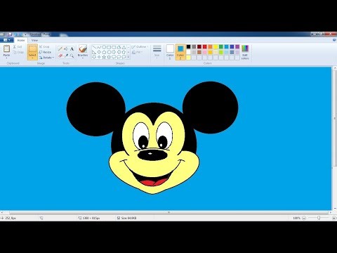 How to draw Mickey mouse in ms paint | How to draw mickey mouse under 5 minute | Ms paint drawing |