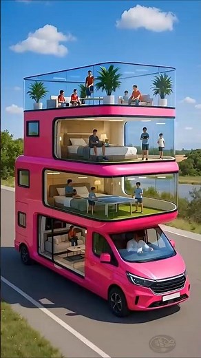 Pink Dream Bus : 3 Story Road trip Oasis Shorts spectacular